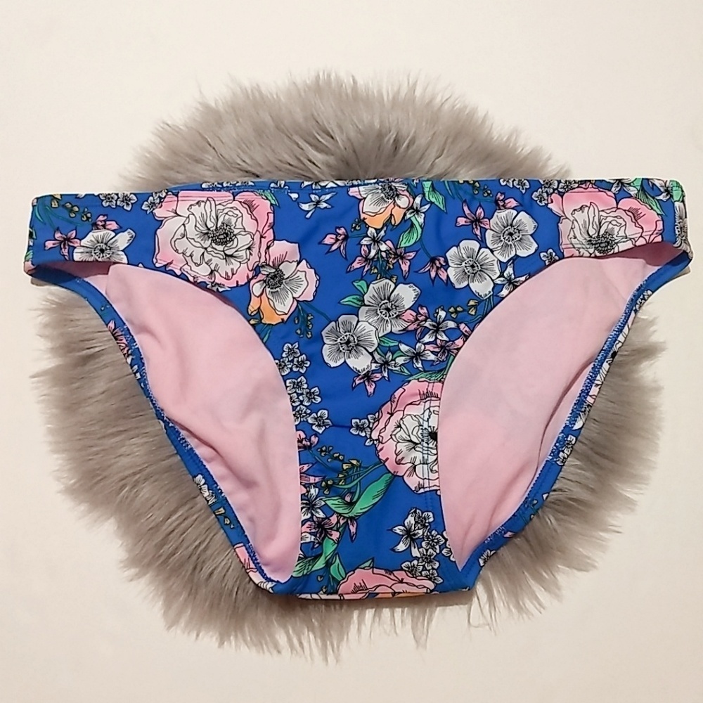 Xhilaration Blue Floral Bikini Swimsuit Bottom XL